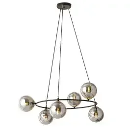 Emibig Azura lampada sospesa 6×10 W nero-oro 1294/6