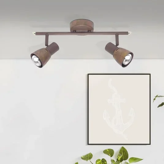 Faretto da soffitto Lava, lunghezza 37 cm, rame antico, a 2 luci, metallo