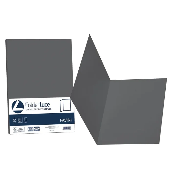 FAVINI – 50 cartelline semplici luce 200gr 25x34cm grafite – A504664