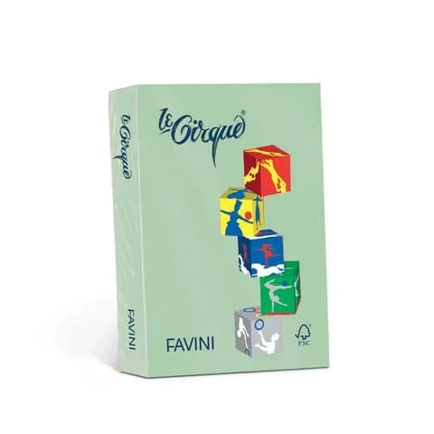 FAVINI – Carta colorata le cirque a3 160 g/m² colori tenui verde 107 – risma da 250 fogli – A74P223