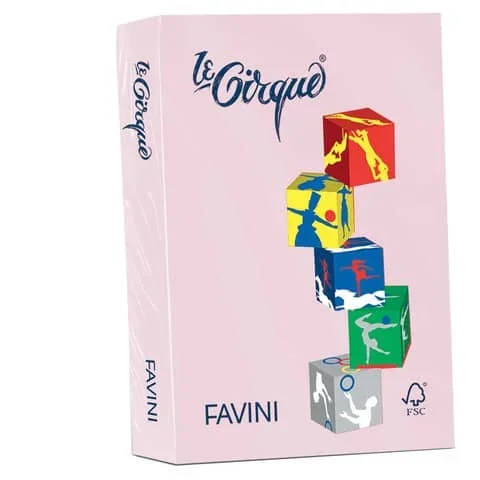FAVINI – Carta colorata le cirque a3 80 g/m² colori tenui rosa 108 – risma da 500 fogli – A71S353