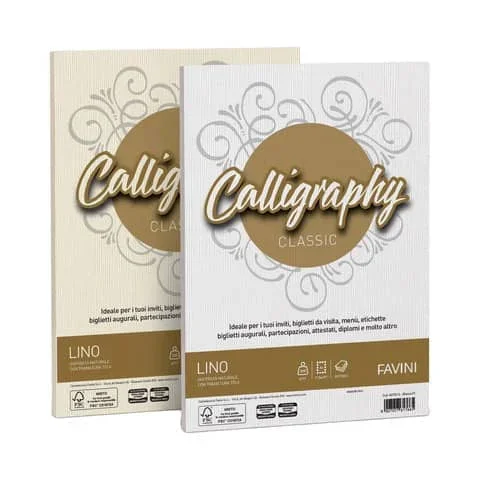 FAVINI – Carta lino calligraphy per lettere per stampa inkjet e laser 200 g/m² a4 avorio 02 50 fogli – A69Q614