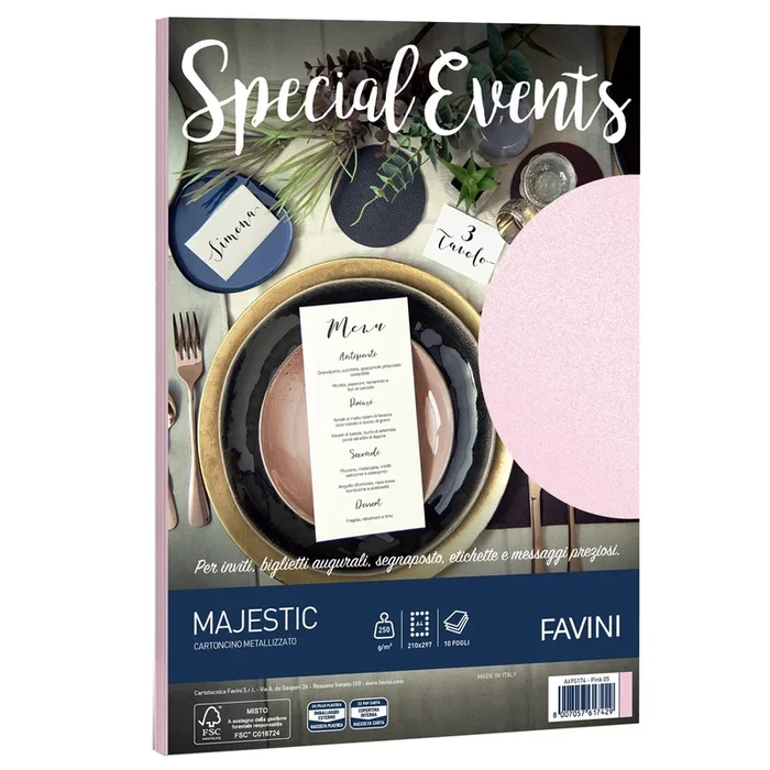 FAVINI – Carta metallizzata special events a4 10fg 250gr rosa – A69S174