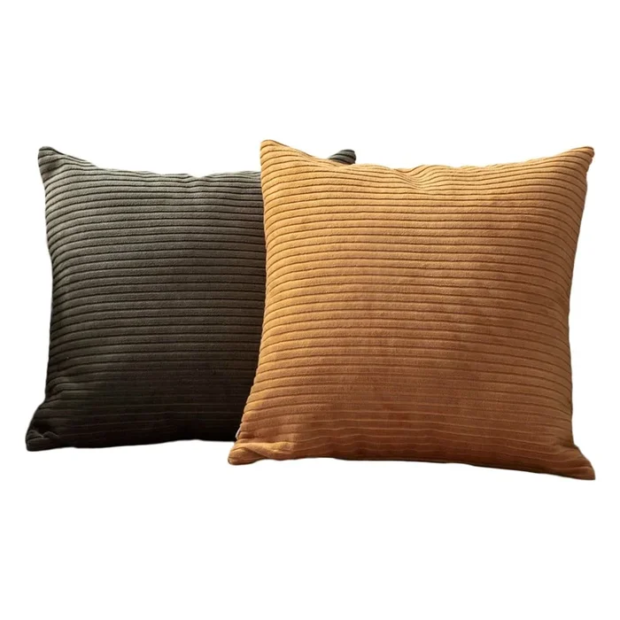Federe decorative in set 2 pz, in velluto a coste, 43×43 cm
