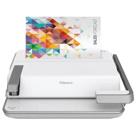 FELLOWES – Rilegatrice 3 in 1 lyra a dorsi plastici, pinzatrice e perforatrice 2/4 fori bianco – 5603101