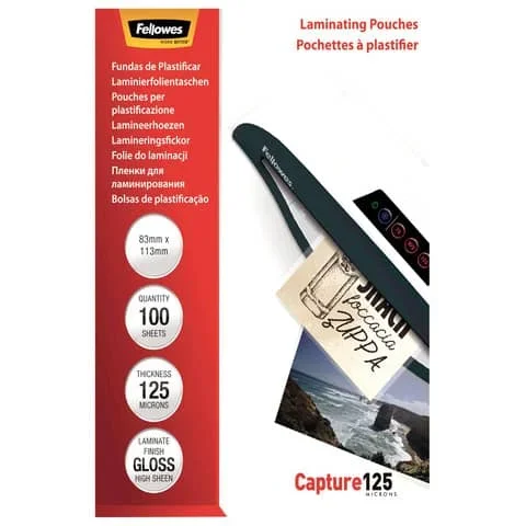 FELLOWES – Scatola 100 pouches capture125 125mic 83x113mm – 5307101