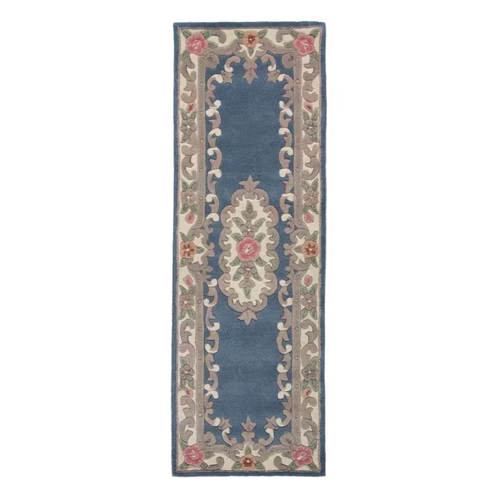 Flair RugsPassatoia AubussonIn lana, a pelo basso, blu, 67×210 cm
