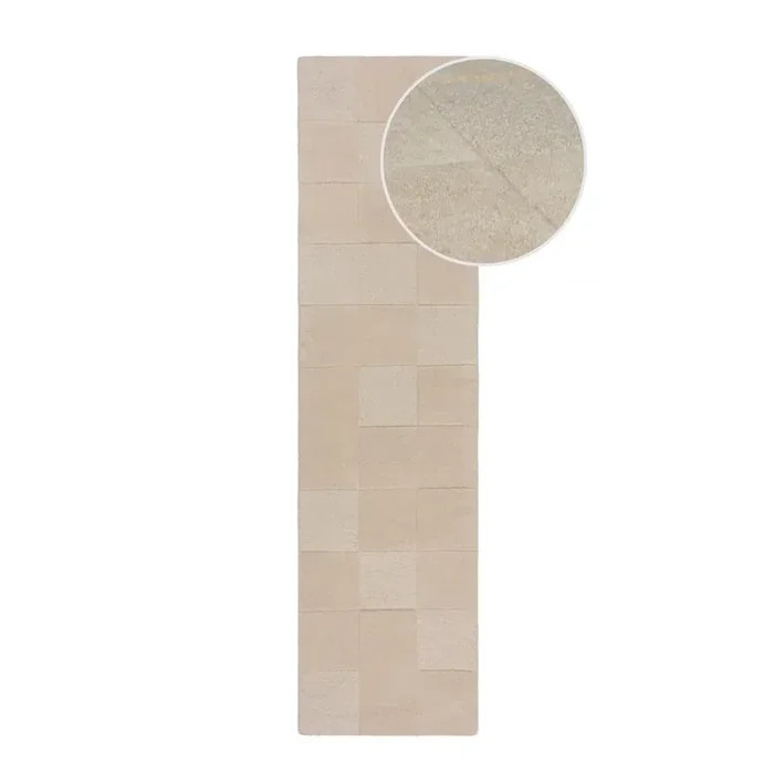 Flair RugsPassatoia CheckerboardTessuta a mano, in lana, a pelo basso, beige, 60×230 cm
