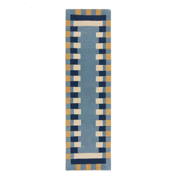 Flair RugsPassatoia Kai Wool BorderTessuta a mano, in lana, a pelo basso, blu, 60×230 cm