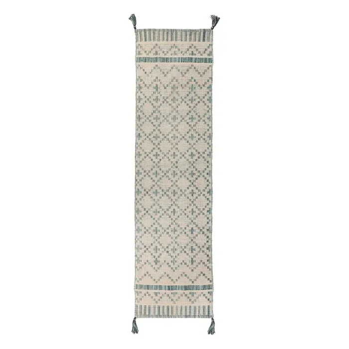 Flair RugsPassatoia LeelaTessuta a mano, in cotone, a pelo piatto, con orlo a frange, beige, 60×200 cm