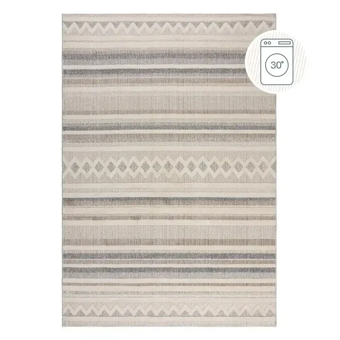 Flair RugsTappeto EveretteLavabile, sintetico, a pelo basso, greige, 155×230 cm