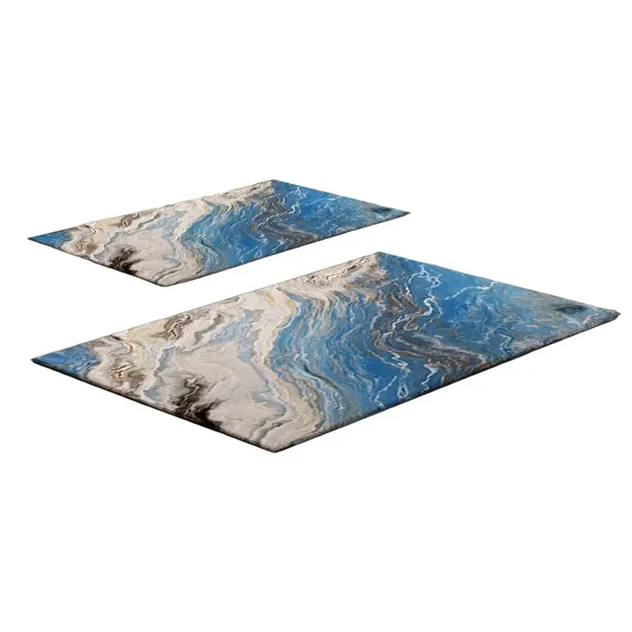 FoutasticSet di tappetini per il bagno2 pz, lavabili, blu, 60×100 cm