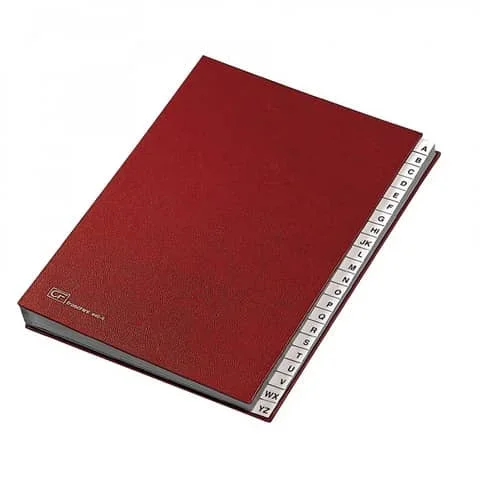FRASCHINI – Classificatore alfabetico 24×34 cm in cartoncino con 22 scomparti rosso – 640-E-DR