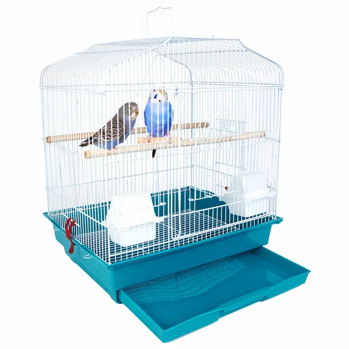 Gabbia Voliera Verde per Uccelli Volatili Pappagalli 2 Mangiatoie 46.5×35.5×65.5