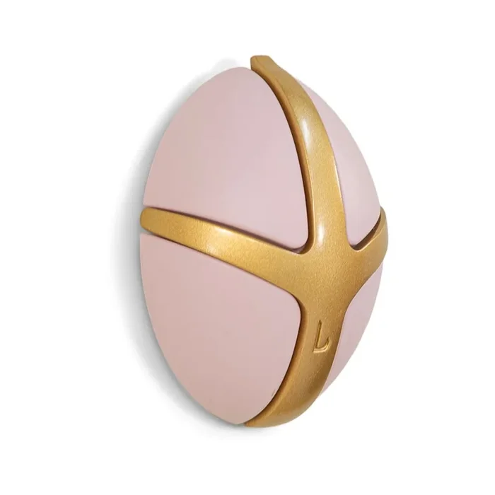 Gancio Tick Da parete, in plastica, rosa chiaro/dorato