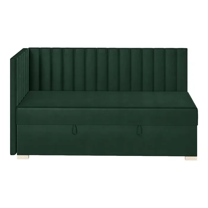 GhadoLetto da bambini Snugi90x200 cm, con sponde, con contenitore, con materasso incluso, imbottito, con angolo sinistro, verde scuro