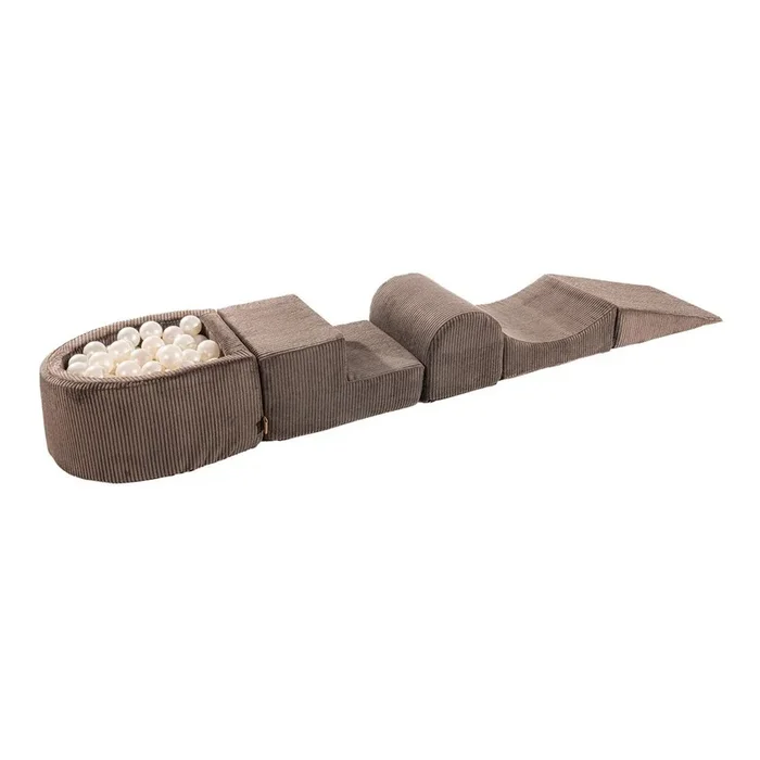 Gioco per psicomotricità Montessori In velluto a coste, con federa rimovibile , numero di pezzi all’interno della confezione 5 pz, marrone, 250×45 cm, altezza totale 30 cm
