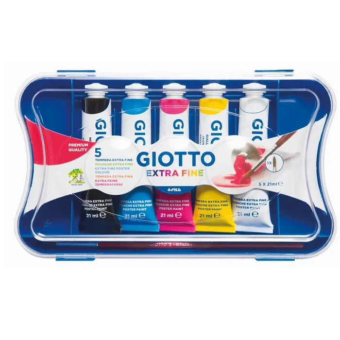 GIOTTO – Box 5 tubetti tempera 21ml tubo 7 assortito – 32710000