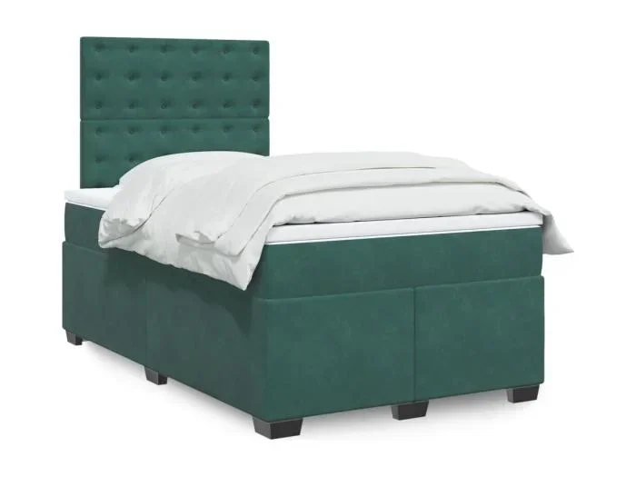 Giroletto a Molle con Materasso Verde Scuro 120×200 cm Velluto