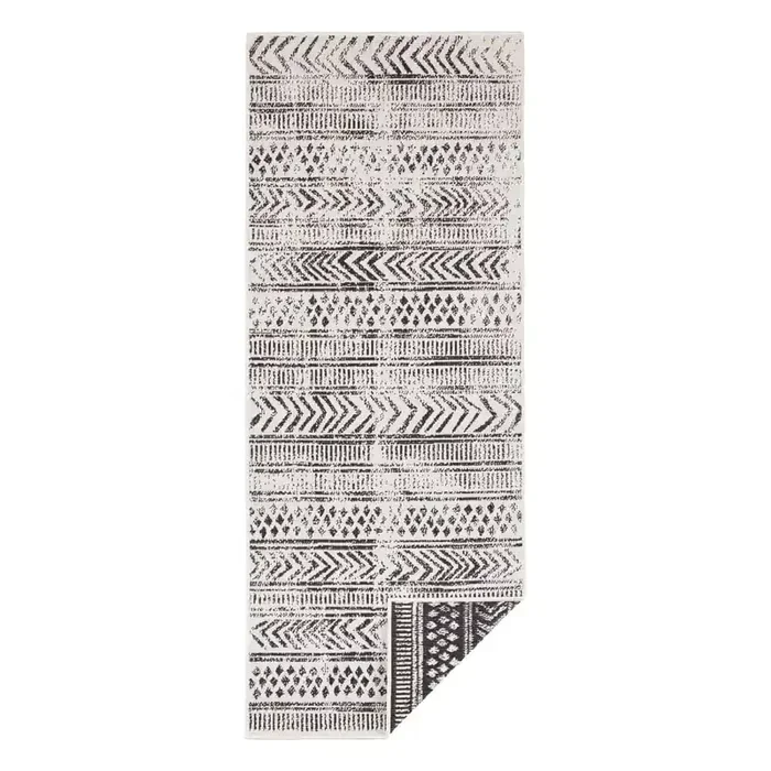 Hanse HomePassatoia da interno ed esterno BiriReversibile, sintetica, bouclé, a pelo piatto, nera/beige, 80×350 cm