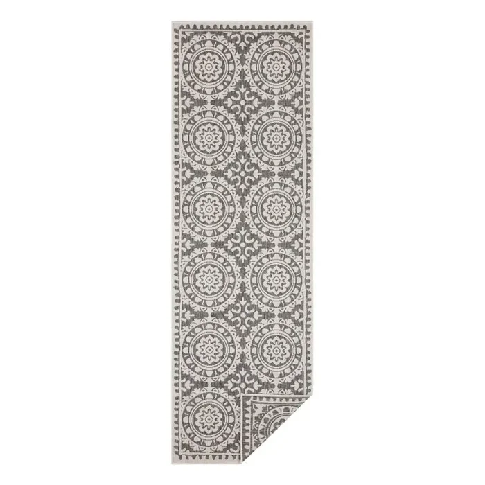 Hanse HomePassatoia da interno ed esterno JardinReversibile, sintetica, bouclé, a pelo piatto, bianca/grigia, 80×250 cm