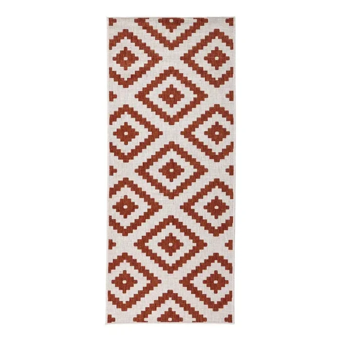 Hanse HomePassatoia da interno ed esterno MaltaReversibile, sintetica, bouclé, a pelo piatto, rossa/bianca, 80×350 cm
