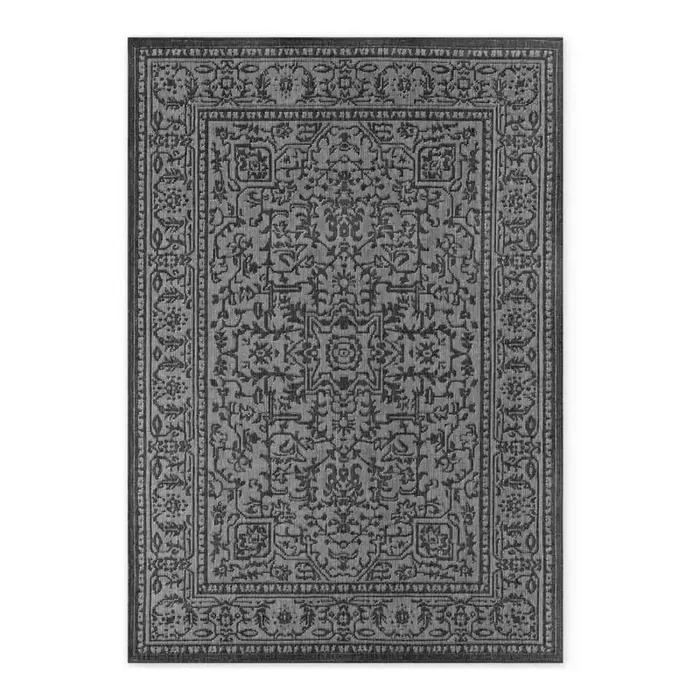Hanse HomeTappeto da interno/esterno Duet KonaReversibile, sintetico, bouclé, a pelo piatto, bianco e nero, 120×170 cm