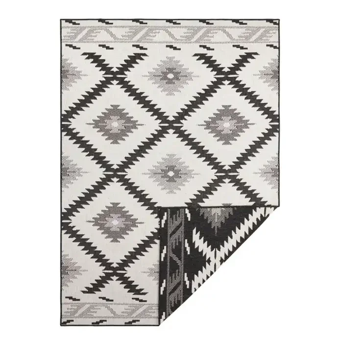 Hanse HomeTappeto da interno/esterno MalibuReversibile, sintetico, bouclé, a pelo piatto, nero/beige, 160×230 cm