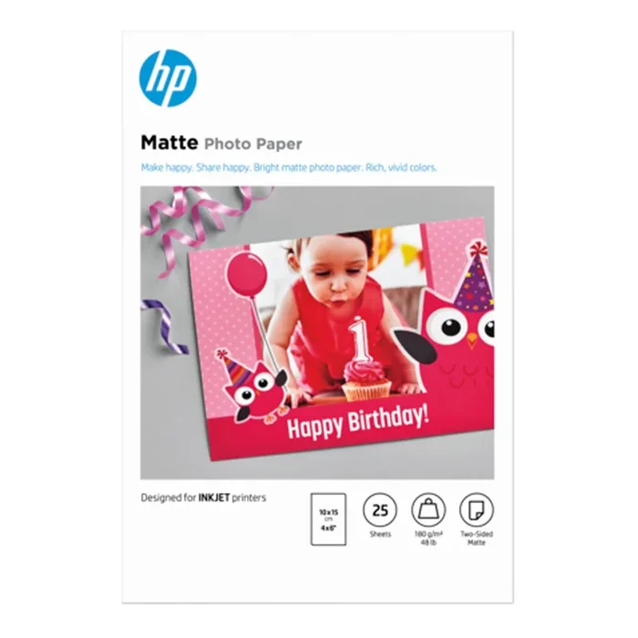 HP – carta fotografica opaca originale : 25 fogli/10 x 15 cm – 7HF70A