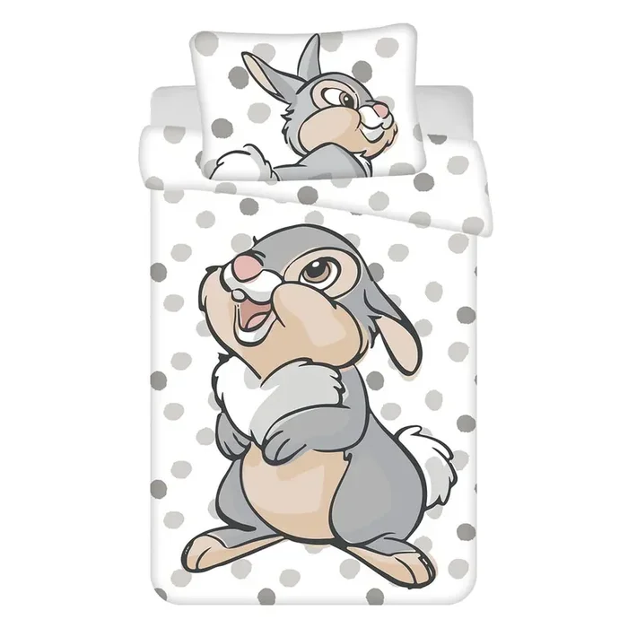 Jerry FabricsSet copripiumino e federa da bambini Thumper “Dots”Per culla, reversibile, con chiusura con cerniera, bianco/grigio, in cotone, 100×135 cm