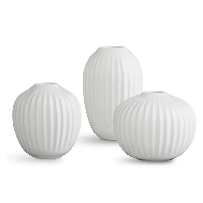 Kähler DesignSet di vasi Hammershøi3 pz, in ceramica, bianchi, ø 5 cm, altezza totale 8,5 cm