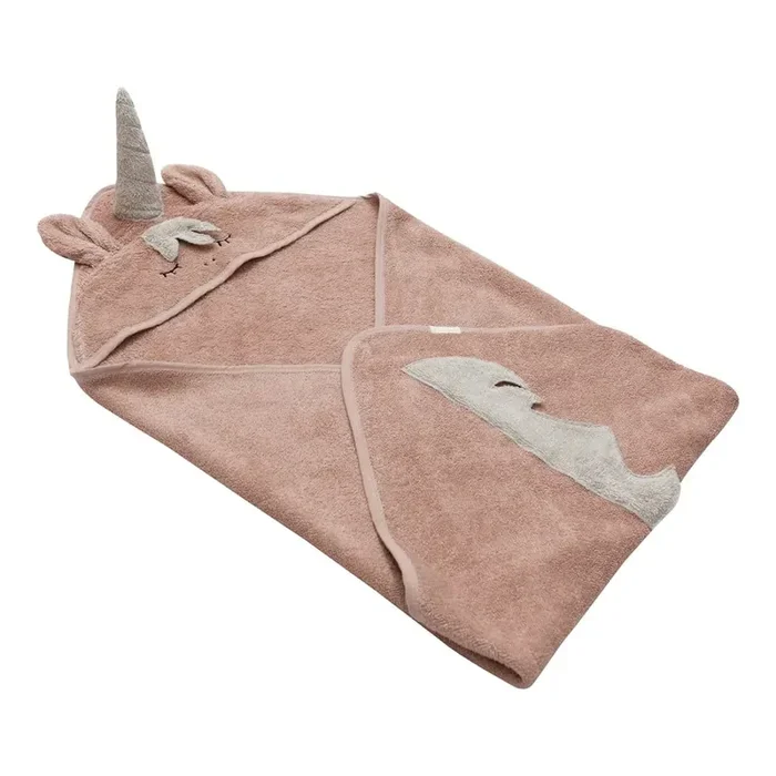 KindsgutAsciugamano con cappuccio da bambini UnicornIn cotone, rosa, 75×75 cm