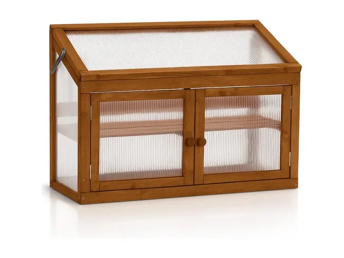 Kinto – Mini Serra 90x70x37 cm per Interno ed Esterno Porta Piante in Legno di Abete e Policarbonato