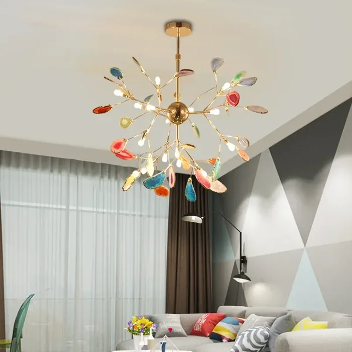 Lampada a ciondolo agata di ramo elegante nordico