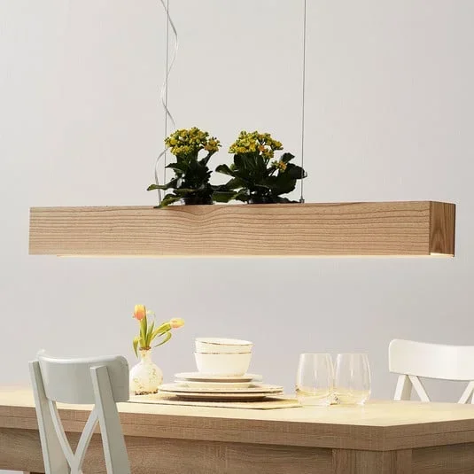 Lampada a sospensione LED Ash, legno chiaro