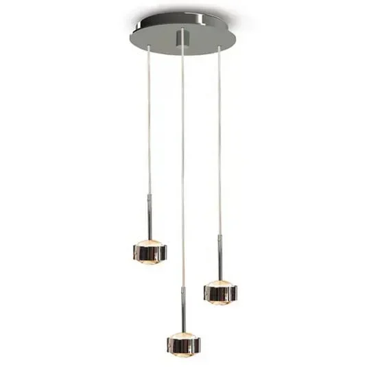 Lampada a sospensione Puk Drop Trio, cromo opaco, a 3 luci G9