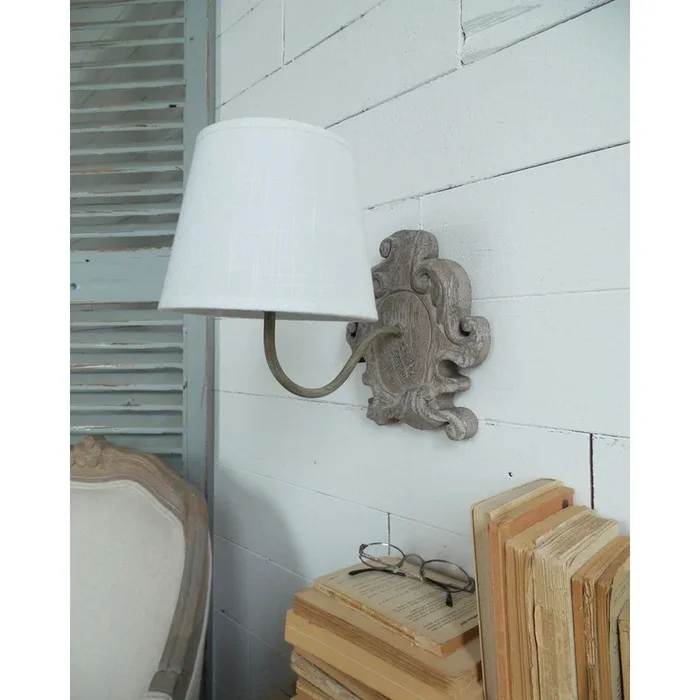 Lampada da parete Bianca/marrone, 19×30 cm, altezza totale 25 cm
