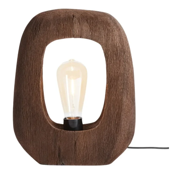 Lampada da tavolo Kelafo In legno, con alimentazione a corrente, marrone, altezza totale 30 cm