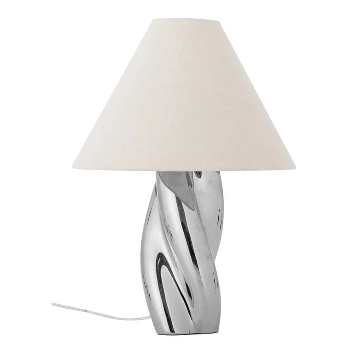 Lampada da tavolo Silva Con paralume in tessuto, in gres, con alimentazione a corrente, argentata, altezza totale 49 cm