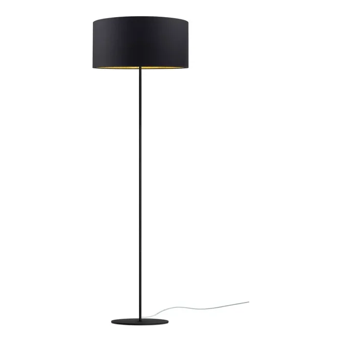Lampada da terra Mika Con paralume in tessuto, nera/dorata, altezza totale 160 cm