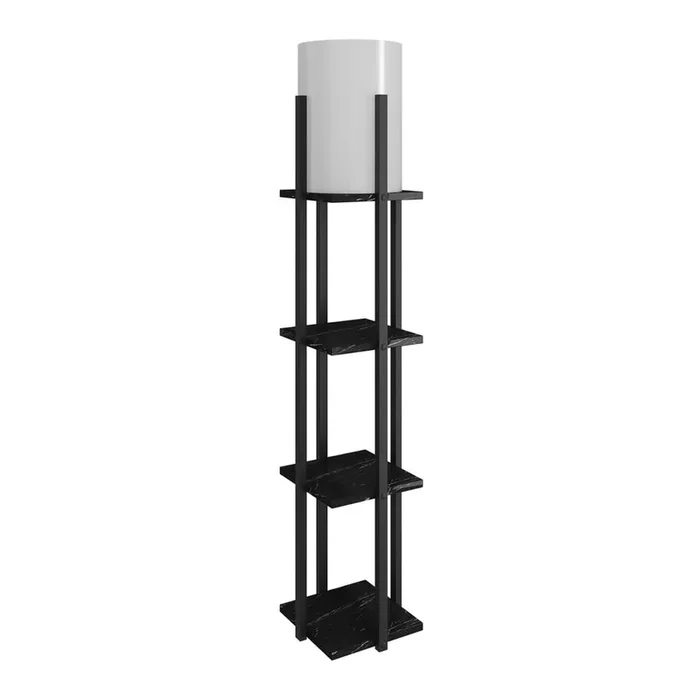 Lampada da terra Nora Nera, altezza totale 135 cm