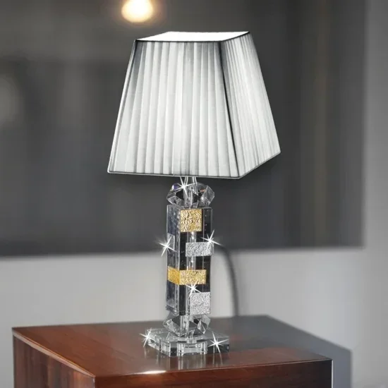 Lampada di cristallo con decori foglia oro argento fp