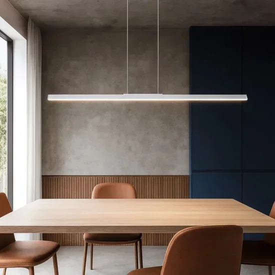 Lampadario moderno barra 151cm bianco led biemissione 54w 3000k