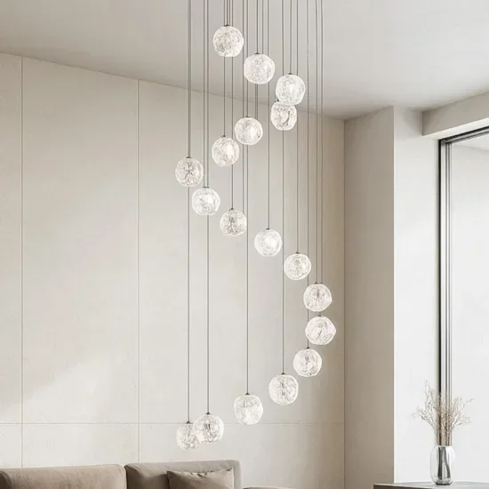 Lampadario per salone moderno pendenti vetgri a grappolo