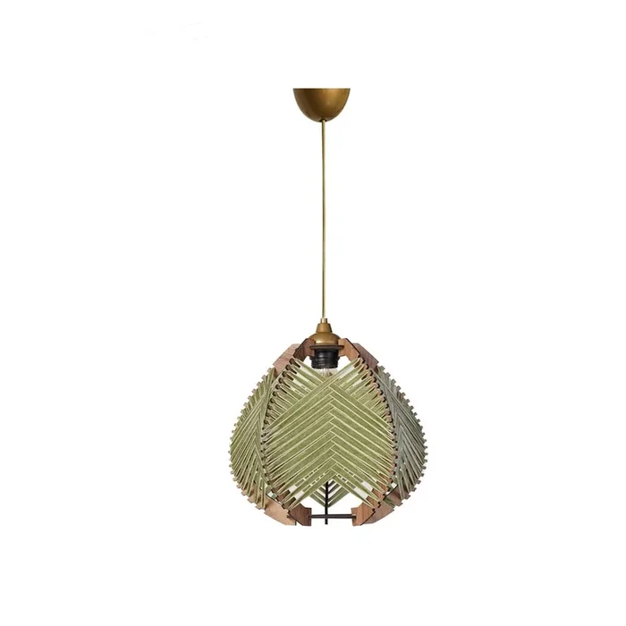 Lampadario Yola Con paralume in tessuto, in plastica, verde/di colore naturale, ø 25 cm, altezza totale 30 cm