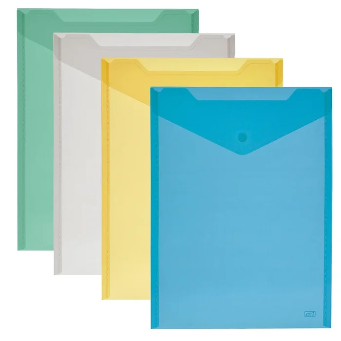LEBEZ – Busta con bottone 23,5x32cm -vert. Colori assortiti – 80197 – Confezione da 12 PZ