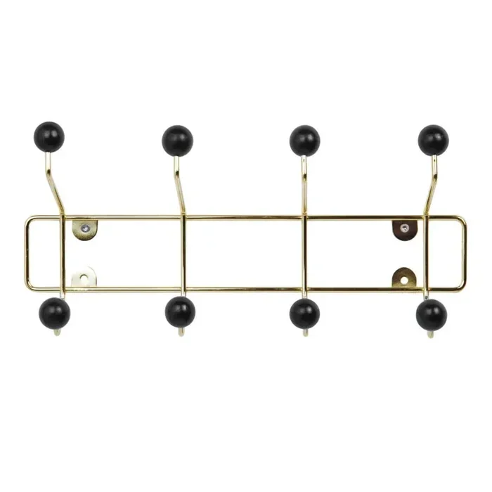 LeitmotivAttaccapanni da parete SaturnusIn metallo, nero/dorato, larghezza totale 34 cm, altezza totale 14 cm, profondità totale 15 cm