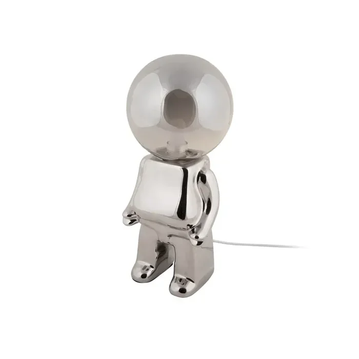 LeitmotivLampada da tavolo RossLED, con intensità regolabile, con paralume in vetro, in vetro/in ceramica, con alimentazione a corrente, argentata, altezza totale 27 cm