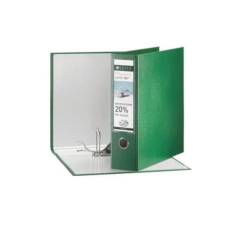 LEITZ – Registratore con custodia 180° protocollo dorso 8 cm cartone riverstito in polipropilene verde – 390765180