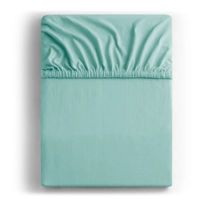 Lenzuolo con angoli Amber Per letto singolo, in jersey, turchese, 120×200 cm